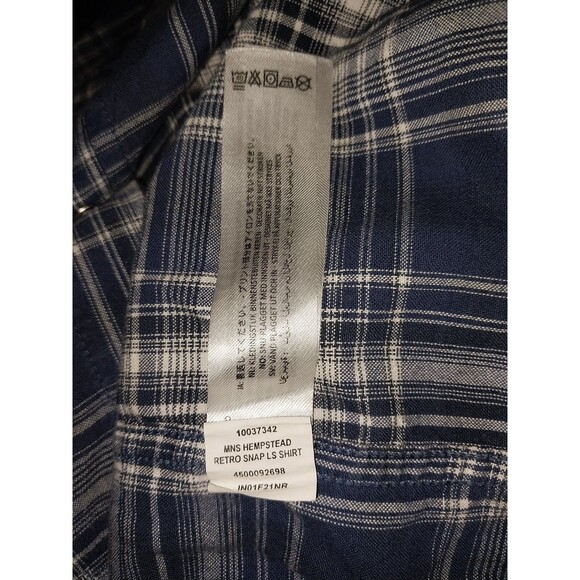 Ariat Shirt Mens Large Blue Plaid Heavyweight Retro Fit Pearl Snap Work - Picture 6 of 8